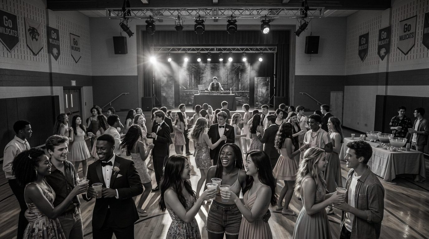 Students dancing at a school dance